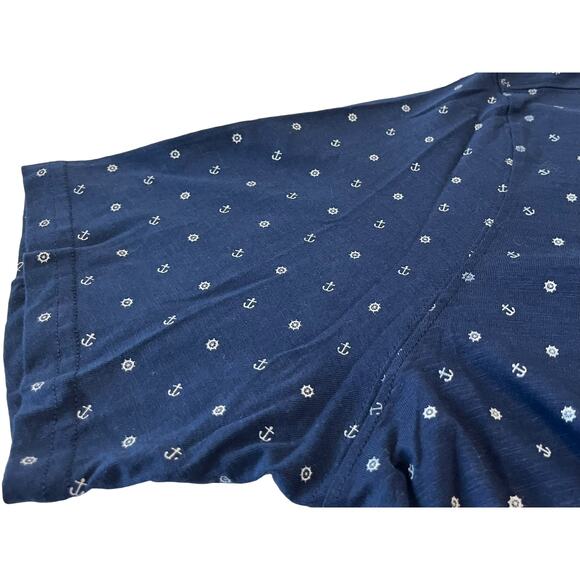 INTERNATIONAL REPORT SHORT SLV CREW NECK TOP, WOMENS, L, NAVY BLUE-WHITE ANCHORS - Picture 7 of 10